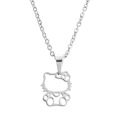 Fashion New Stainless Steel Necklace Cute Hollow Out Kitty Cats Pendant Kids Girls Chokers Statement Necklace Lucky Gift